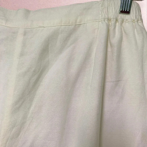 Ruby Rd Linen Blend Crop Straight Leg Pants Beaded Split Hem Plus Size 18W White - Picture 9 of 16